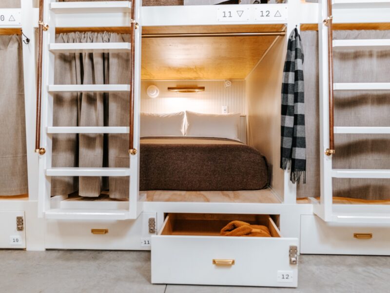 bunk with storage space