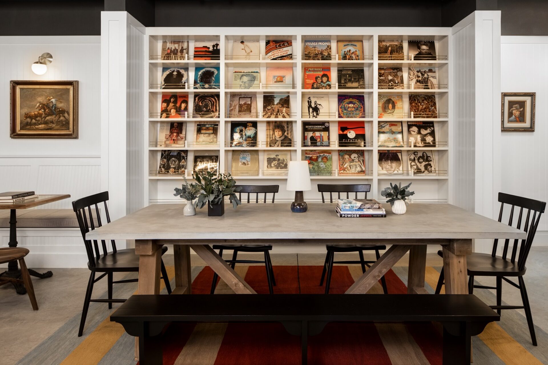 table inside Cache House in the common area